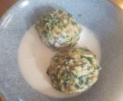 Spinat-Laugenklöße mit Meerrettichsoße