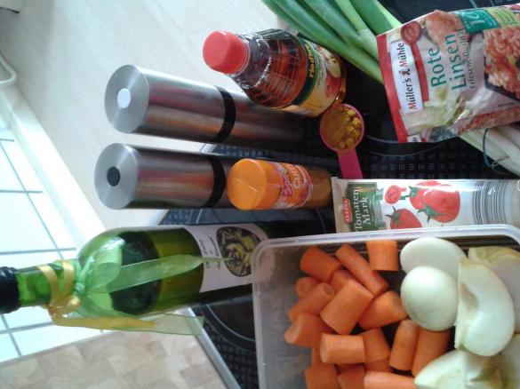 Rote Linsen mit Curry und Apfel