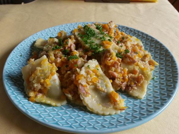 Nudeln Alf für zwei (Gemüse-Schinken-Sahne-Soße)