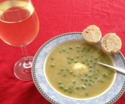 Erbsensuppe mit Ingwer und Riesling