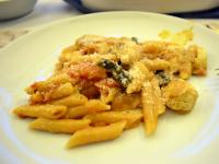 All-In-One Hähnchenbrust und Nudeln in einer Schinken-Champignon-Weißwein-Tomatenrahmsauce