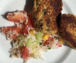 Blumenkohl- Parmesan- Nuggets mit Reissalat