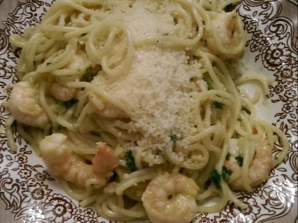 Spaghetti mit Garnelen - scharf