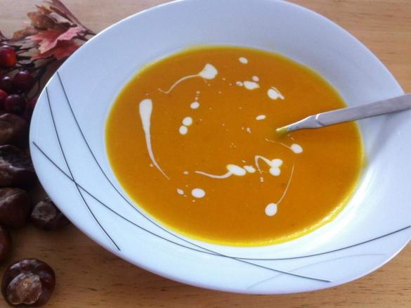 Kürbiscremesuppe mit Speck