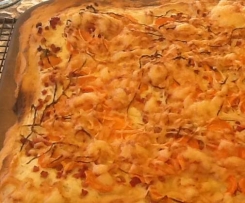 Flammkuchen Steinofenart auf dem TPC Zauberstein gebacken