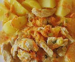 Putengeschnetzeltes in fruchtige Karotten-Orangen-Soße