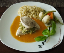 Putenschnitzel mit Basilikumfüllung