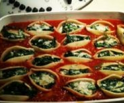 Conchiglioni con spinaci al forno