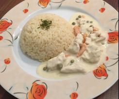 Hühnerfrikassee mit Reis