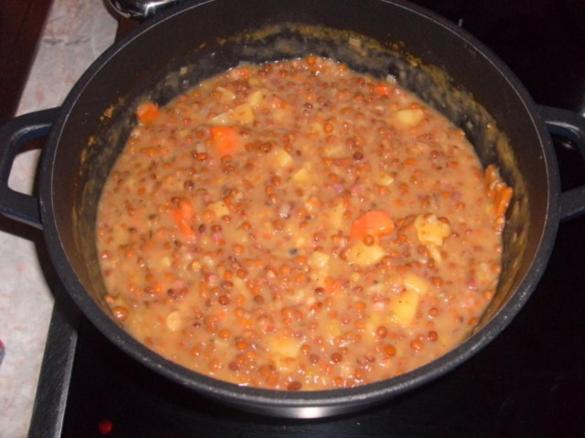 Linsen-Kokos-Suppe mit Chili