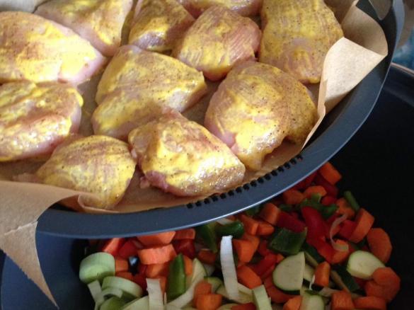 Hähnchenbrustfilet m. Reis & Gemüse