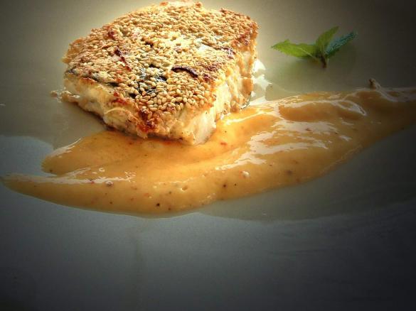 Mango Sauce zu Kabeljau mit Sesam Kruste 