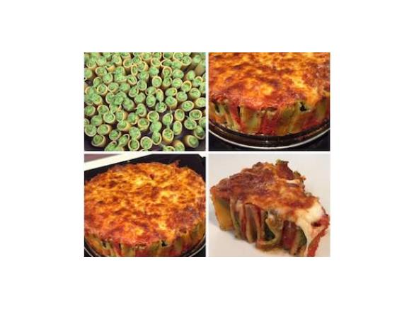 Pastatorte mit Spinat-Frischkäse-Füllung