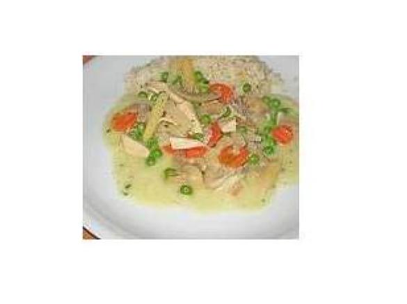 Hühnerfrikassee mit Reis