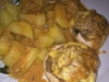 All in one Champignons gefüllt mit Hackfleisch , Kartoffeln und Soße Gefüllte Pilze