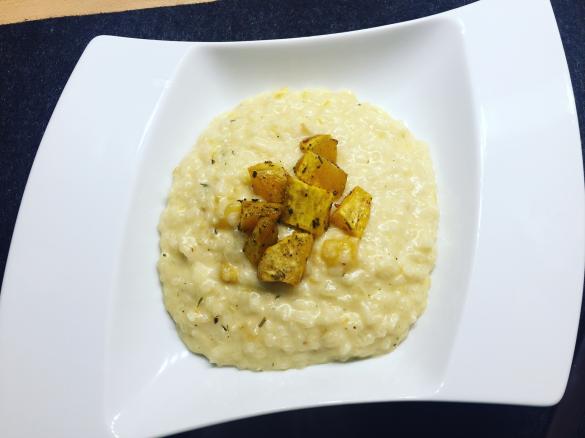 Süßkartoffel-Risotto mit Feta