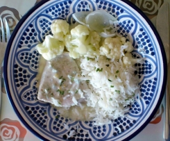 Putenfilet mit Blumenkohl und Gorgonzola-Soße