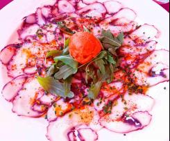 Paprikasorbet für Pulpocarpaccio