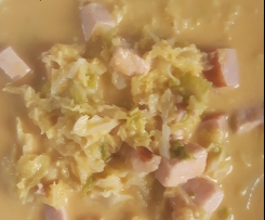 Süßkartoffelsuppe mit Wirsing und Kassler