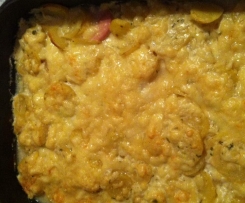 Sahniges Kartoffel Wurst Gratin