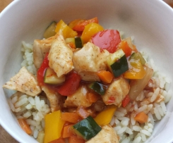 Hähnchen und Gemüse süss-sauer