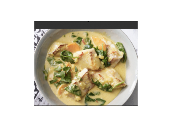 Kokos-Fisch-Curry mit Blattspinat