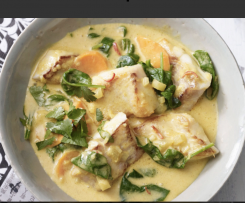 Kokos-Fisch-Curry mit Blattspinat