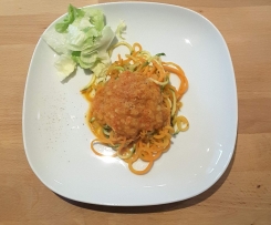 vegane Linsenpaprikasoße mit Gemüsespagetti