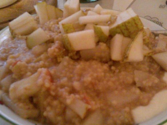 Früstück Hirse Zimt mit Apfel und Birne - vegan - veggie - vegetarisch - gesund - fitness