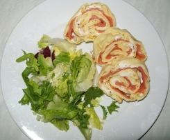 Pfannkuchen mit Lachs (fettfrei im Backofen)
