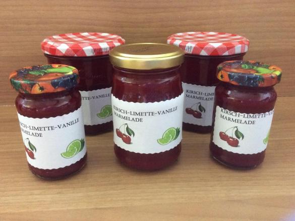 Kirschmarmelade mit Limetten und Vanille