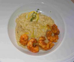Risotto mit Zitronen, Thymian und Scampi