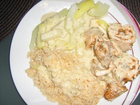 Puten-Rouladen mit Pesto , Gemüse und Reis...