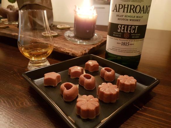 Rauchige Laphroaig-Whisky Pralinen