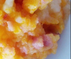 Variation von Möhren-Kartoffel-Stampf mit Speck