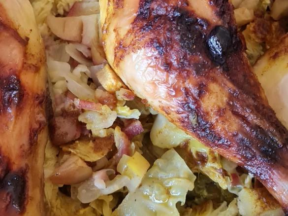 Wirsing - Bett mit Hänchenfleisch