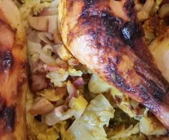 Wirsing - Bett mit Hänchenfleisch