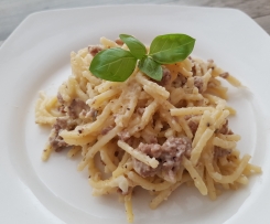 Spaghetti mit Käse-Hackfleisch-Soße