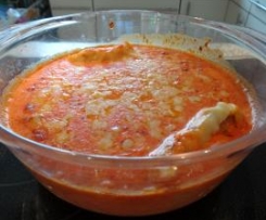 Überbackener Maultaschen-Auflauf mit Tomaten