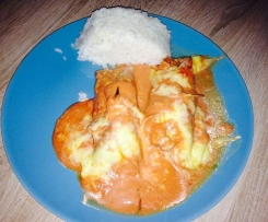 Schinkenröllchen mit Reis