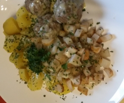 Schwarzwurzeln mit Hackbällchen