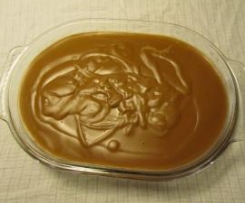 Schokoladen-Sahnepudding (zum Beispiel auf Birnen) 