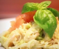 Nudeln mit Wirsing in Lachs-Frischkäse-Sosse