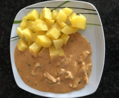 Variation Senfrahm-Geschnetzeltes mit Kartoffeln