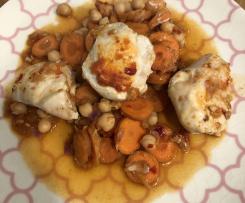 Hähnchen im Möhren-Kichererbsen-Bett