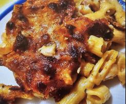 Veganer Nudel-"Schinken"-Gratin