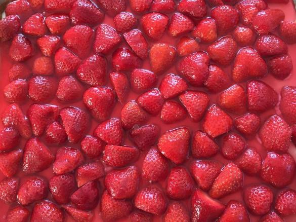 Erdbeerkuchen mit Vanillepudding