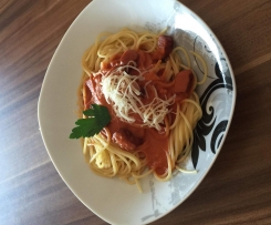 Spagetti mit Landjägersoße 