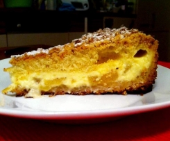 Apfelkuchen mit Pudding und Quark