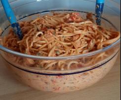 Spaghettisalat Omas Rezept, auch vegetarisch möglich